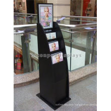 Outdoor Matt Black Wood Painted Stand Alone Outdoor Advertising Display Stand For Leaflets